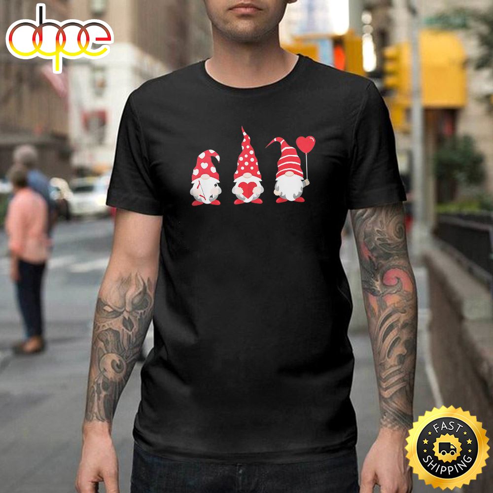 Valentines Day Gnomes Love Red Heart Women Kids Men Funny Happy Valentines Day Unisex T Shirt