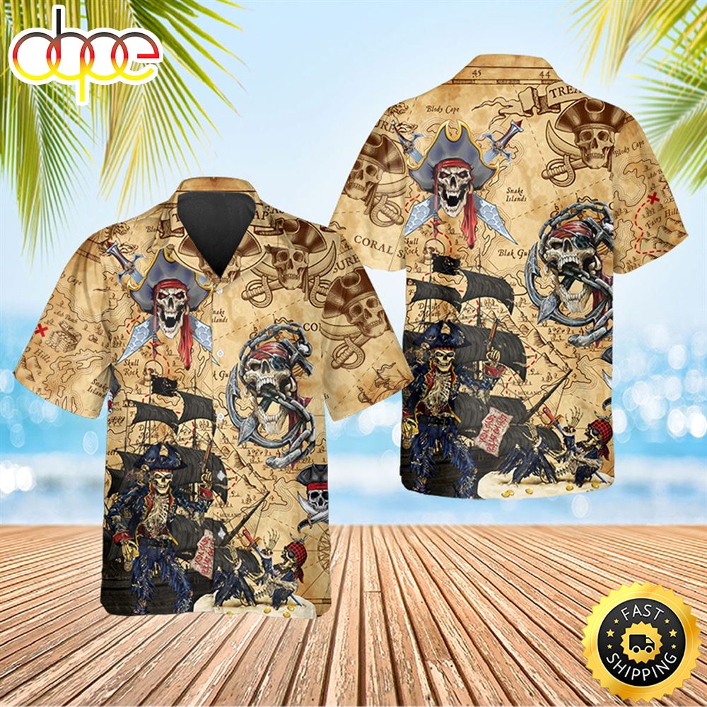 Vintage Pirate Skull Hawaiian Shirt Hawaiian Shirt For Men Best Hawaiian Shirts 1