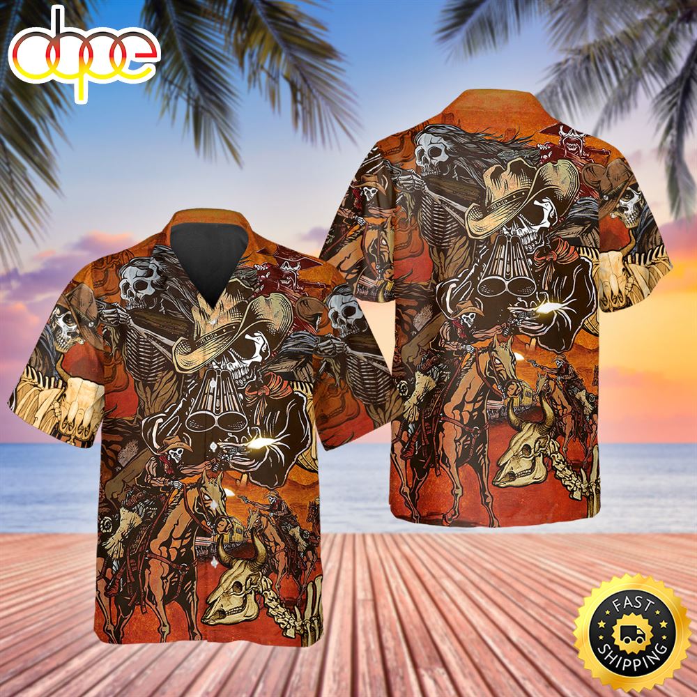 Vintage Skull Cowboys Hawaiian Shirt Hawaiian Shirt For Men Best Hawaiian Shirts 1