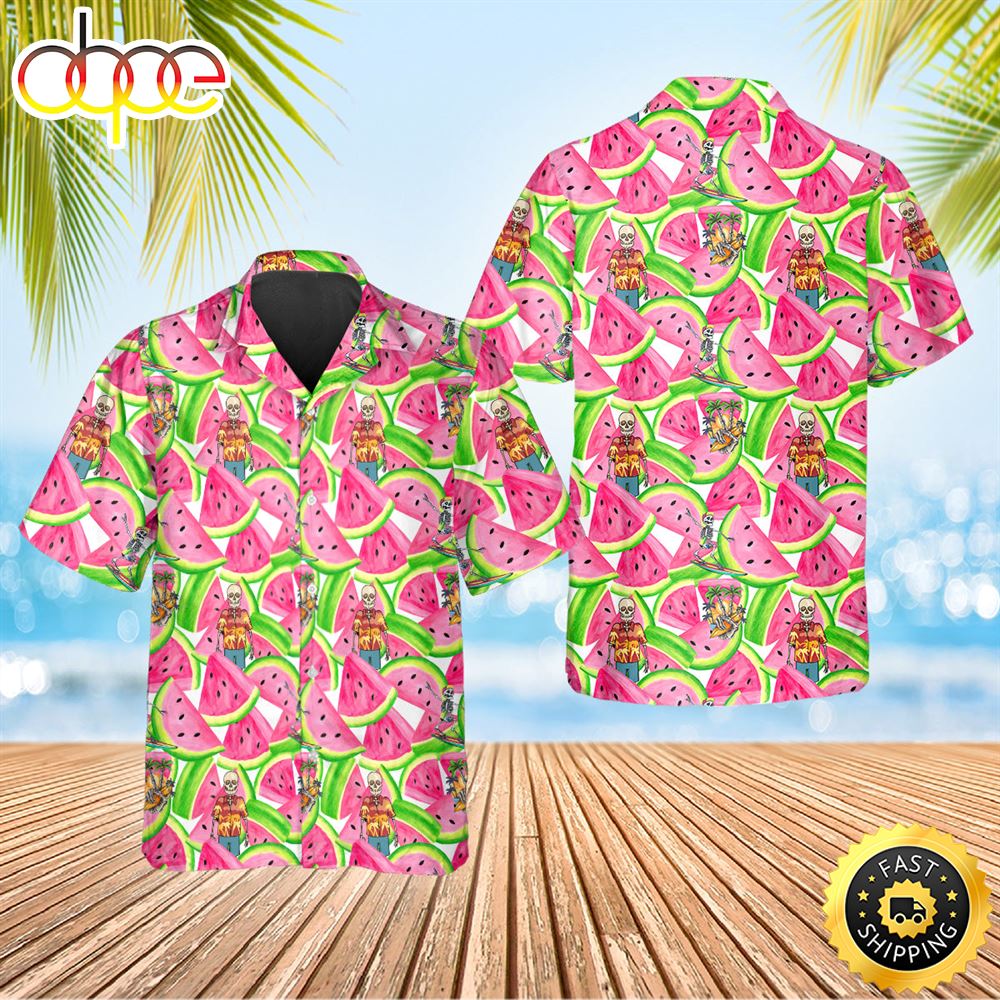 Watermelon With Skull Hawaiian Shirt Hawaiian Shirt For Men Best Hawaiian Shirts 1