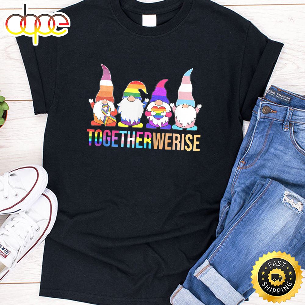 We Are All Human Gnomes Pride Ally Gnome LGBT Funny Valentines Day T Shirt