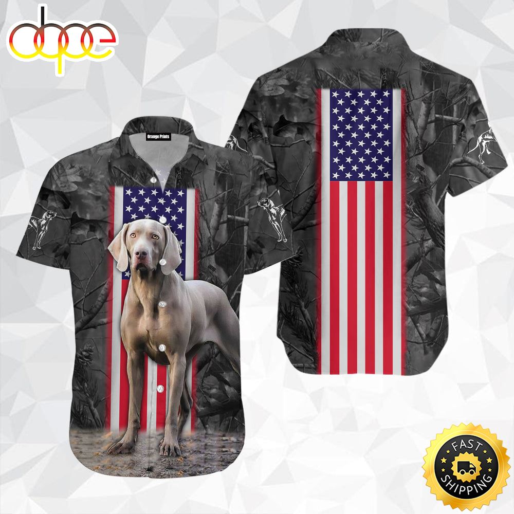 Weimaraner Camo Flag Dog Hawaiian Shirt Mens Hawaiian Shirt Gifts For Dog Lovers 1