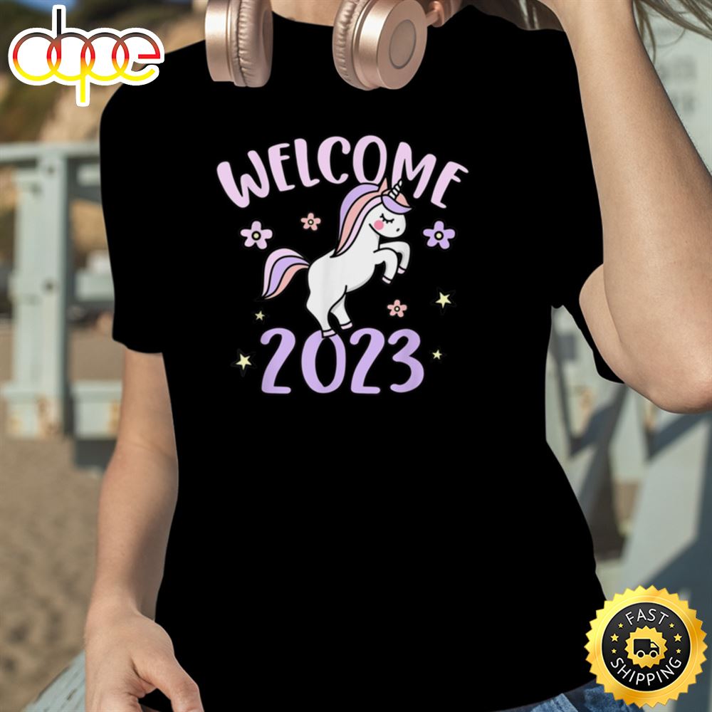 Welcome 2023 Happy New Year 2023 New Year S Unicorn Unisex Basic T Shirt 1