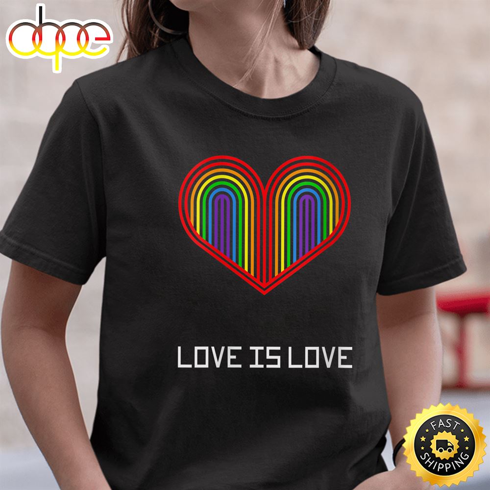 Womens Cute Love Is Love Vintage LGBT Valentine Tshirt Gift Valentines Day T Shirt