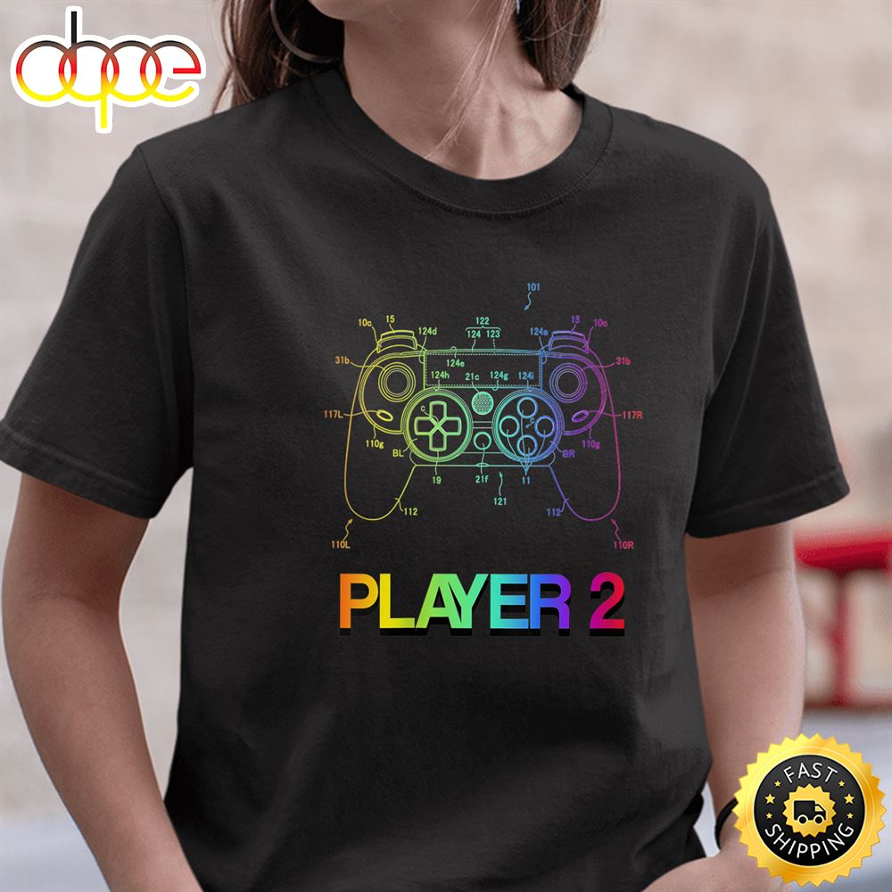 Womens Valentine Pride LGBT Couple Matching Gamer Gaming Player 2 Valentines Day T Shirt