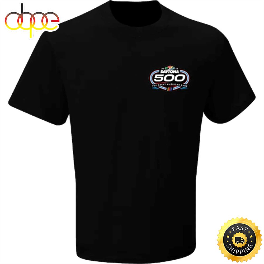 2023 Daytona 500 Checkered Flag American Flag Black T Shirt