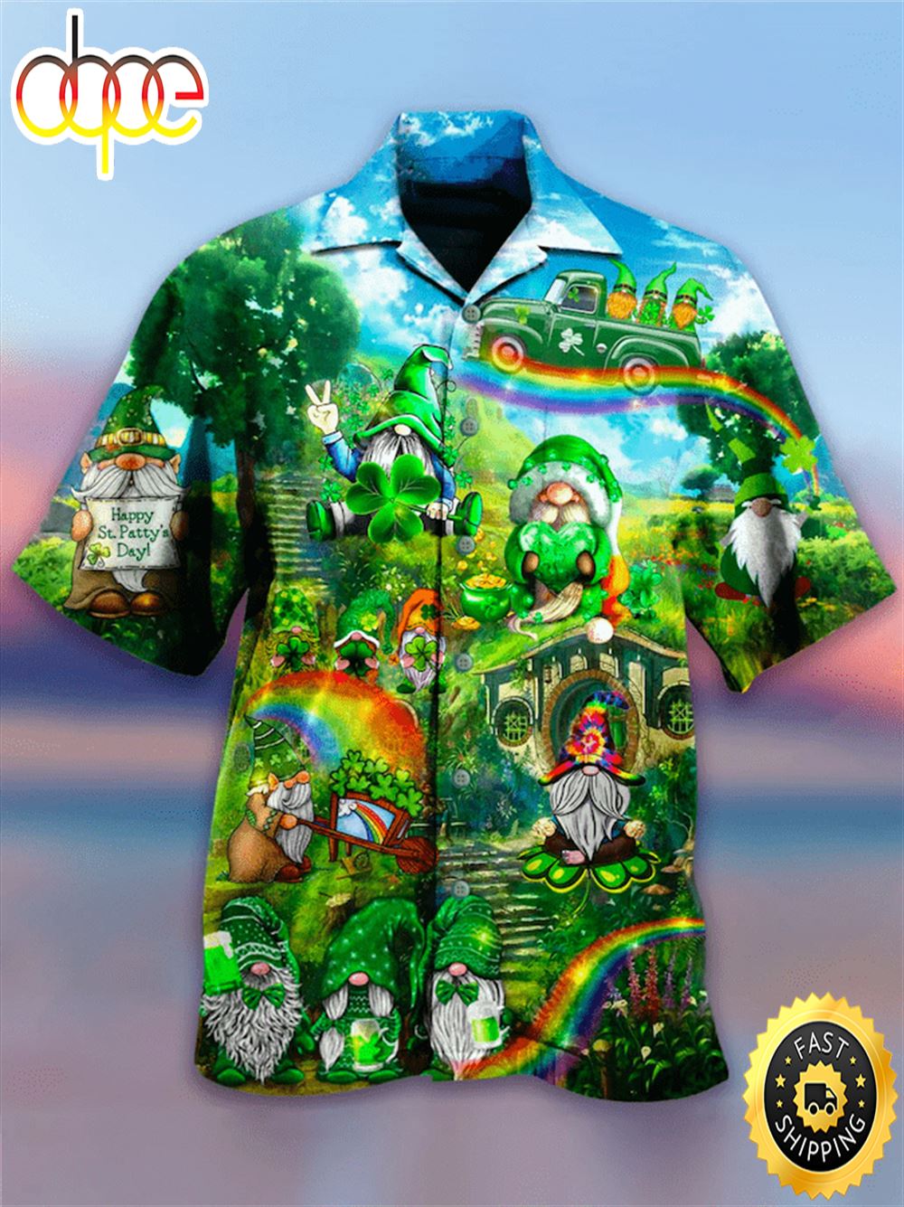 Amazing Irish Gnomes So Cute On St Patrick Day Green Patricksday Gifts Aloha Hawaiian Shirts 1