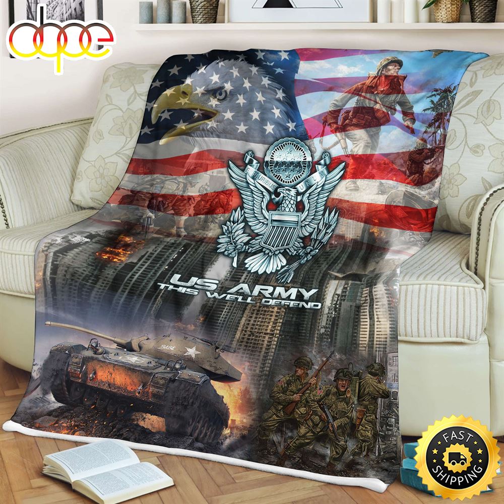 American Tanks And Soldiers Fleece Throw Blanket 1