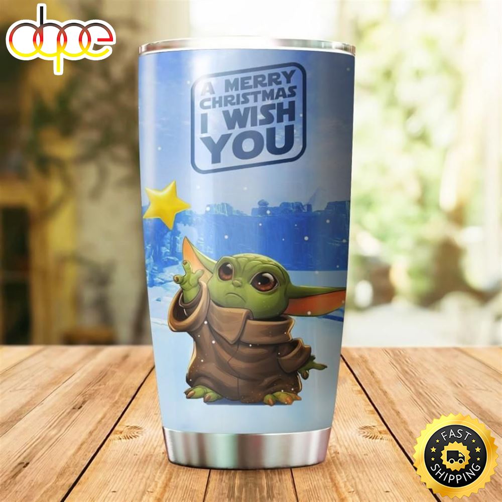 Baby Yoda A Merry Chiristmas I Wish You Gift For Lover Day Travel Tumbler