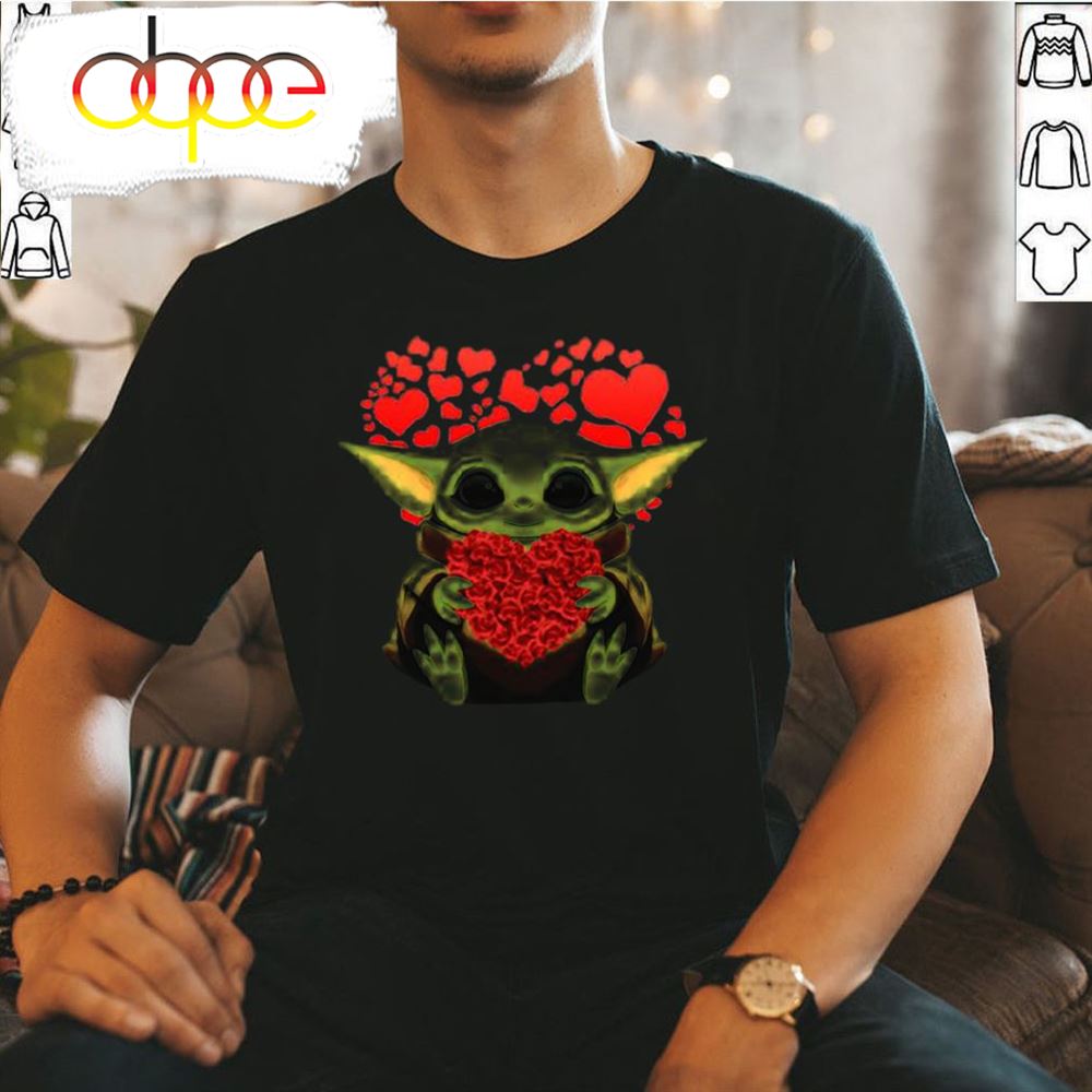 Baby Yoda Heart Roses Valentine Day T Shirt