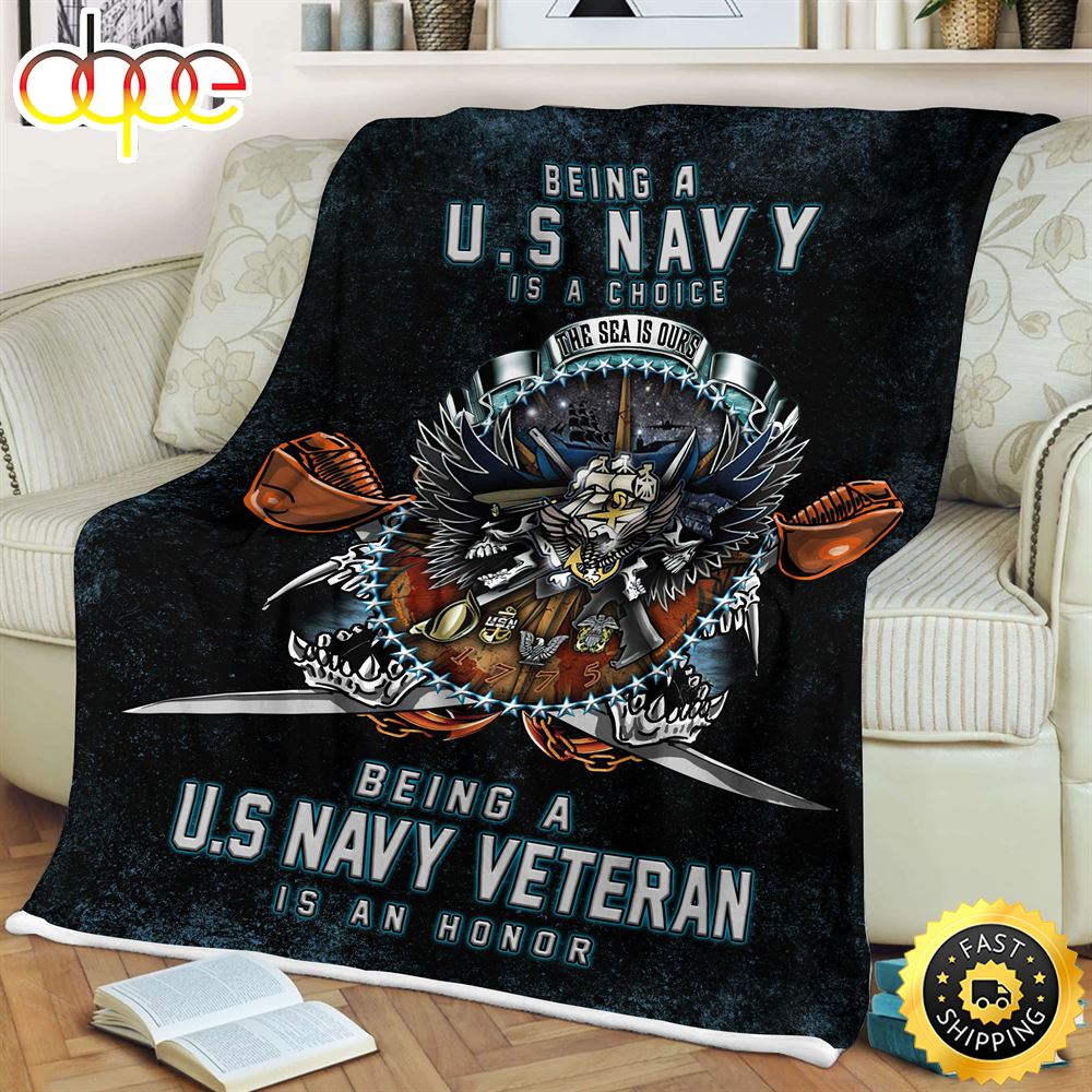 Being A Us Navy Veteran Is An Honor Fleece Throw Blanket 1