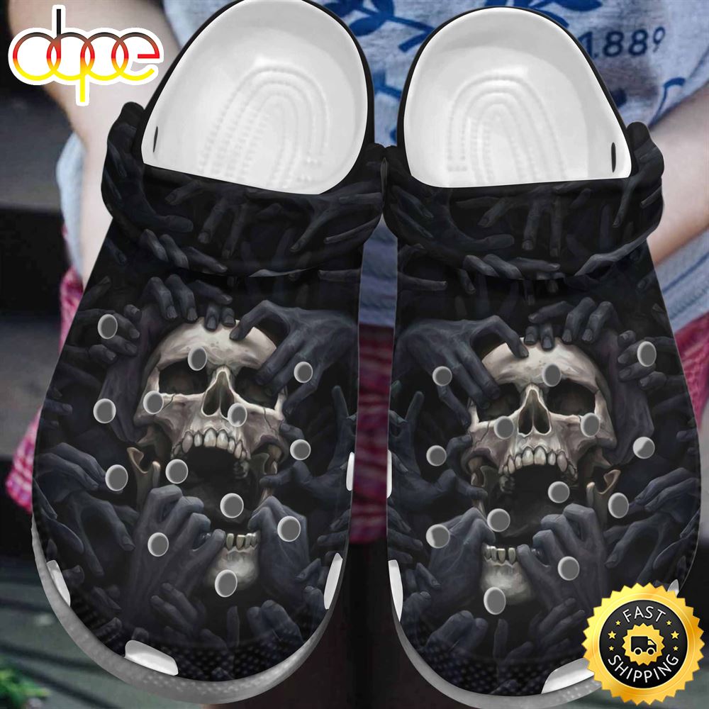 Black Skull Custom Crocs Shoes Clogs Halloween Gifts For Men Son Moxl8b