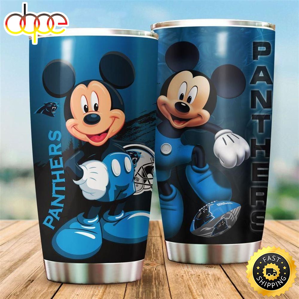 Carolina Panthers NFL And Mickey Mouse Disney Football Teams Big Logo Gift For Fan Travel Tumbler