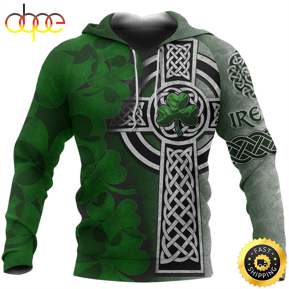 Celtic Cross With Shamrock 3D All Over Print Shirt W1ucos