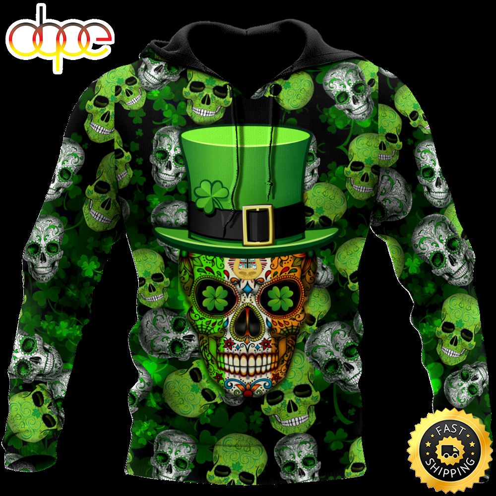 Celtic Skull Shamrock 3D All Over Print Shirt Zhohm7
