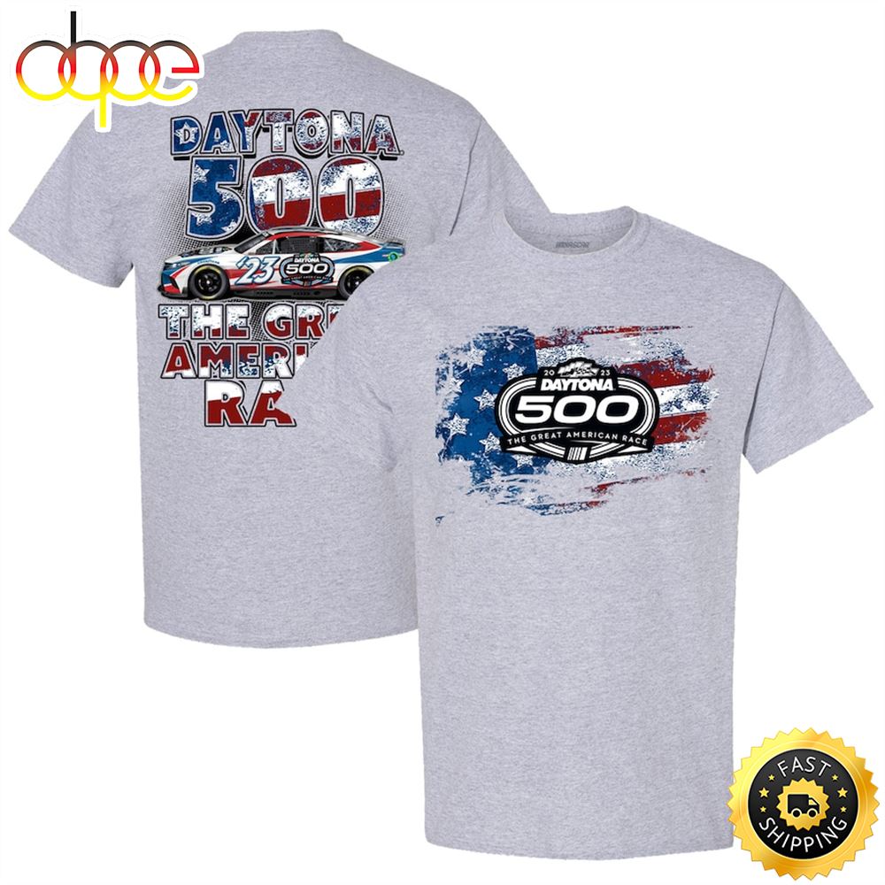 Checkered Flag 2023 Daytona 500 Two Spot Knit Gray T Shirt
