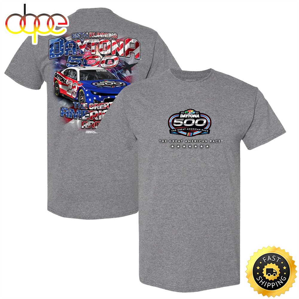 Checkered Flag 2023 Daytona 500 Two Spot Knit Heather Gray T-shirt