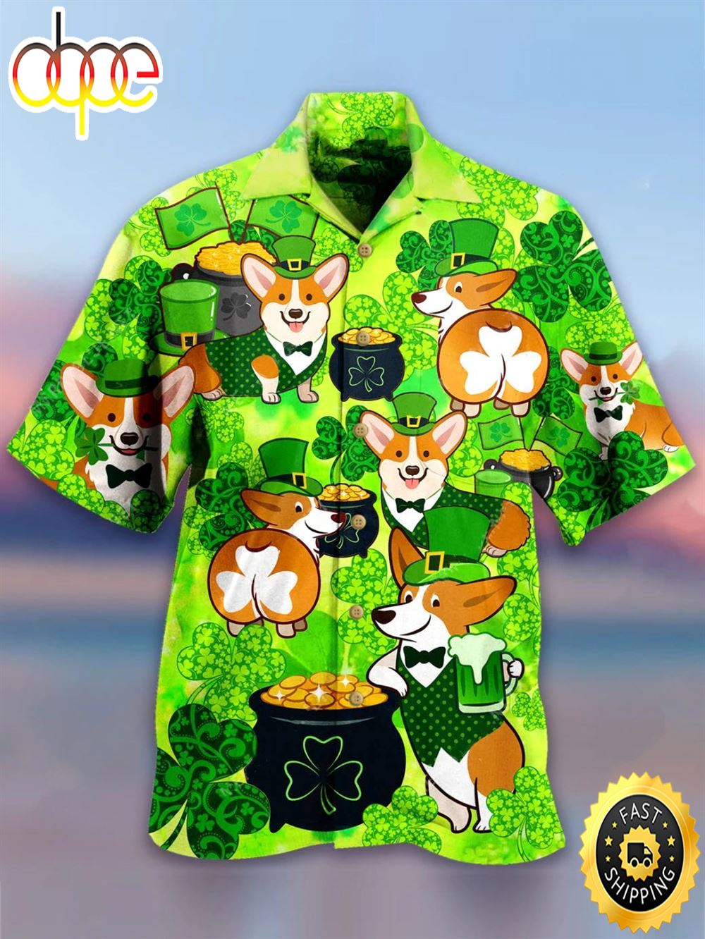 Corgi Patrick S Day Patricksday Gifts Aloha Hawaiian Shirts 1