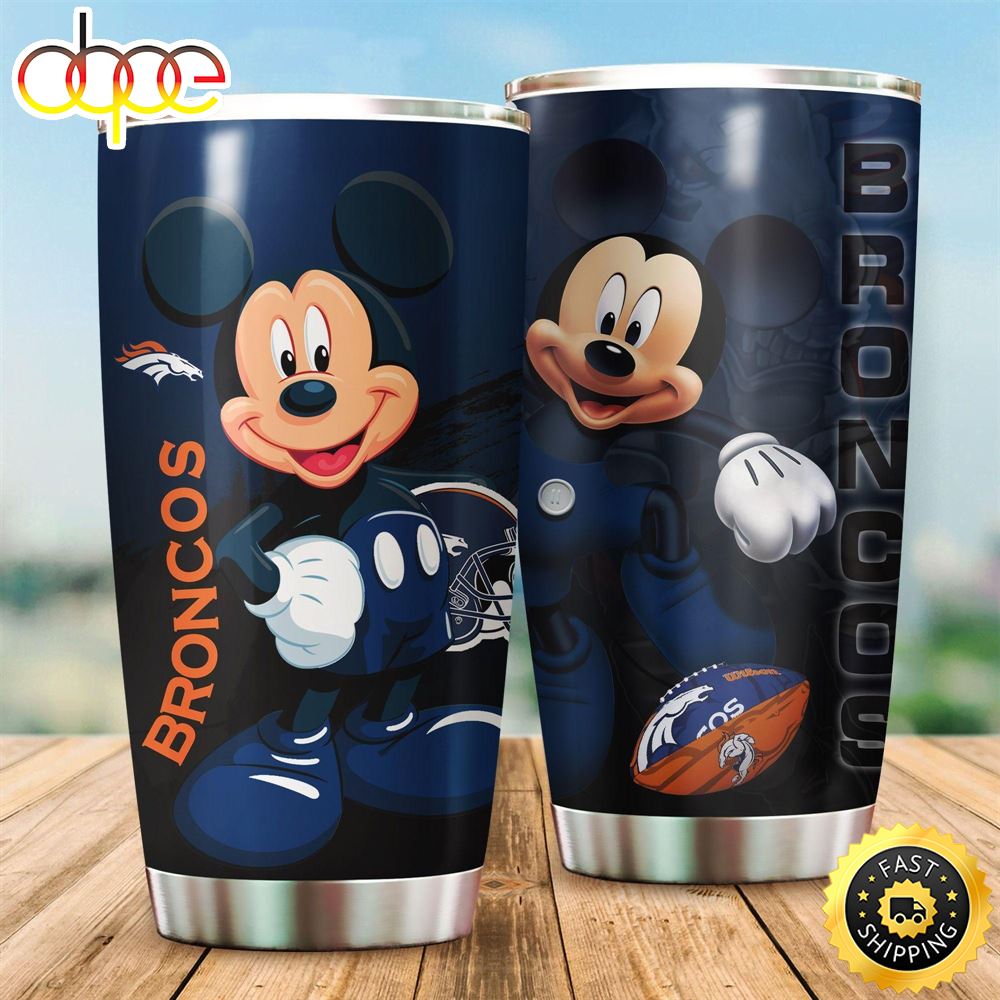 Denver Broncos NFL And Mickey Mouse Disney Football Teams Big Logo 6 Gift For Fan Travel Tumbler