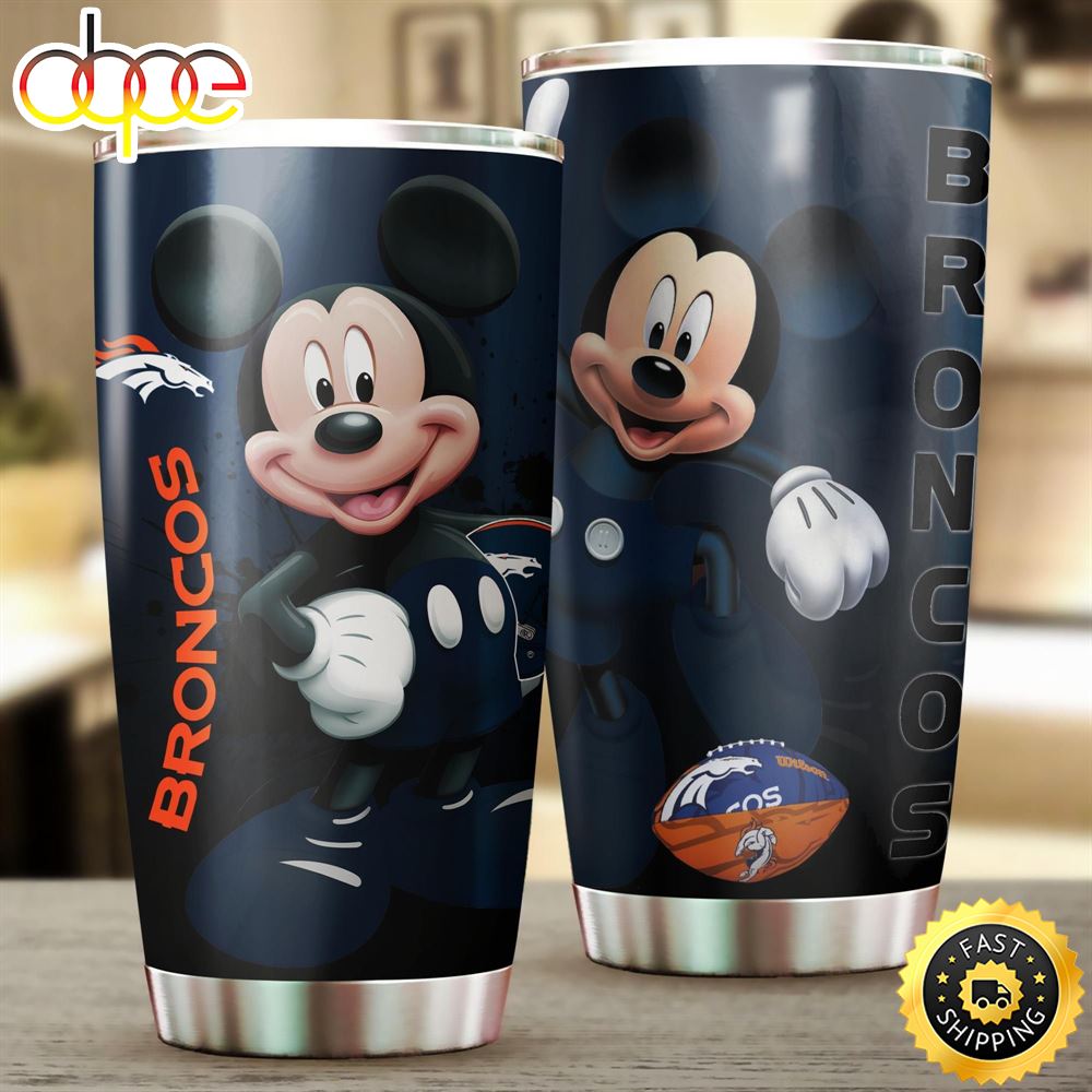 Denver Broncos NFL And Mickey Mouse Disney Football Teams Big Logo Gift For Fan Travel Tumbler