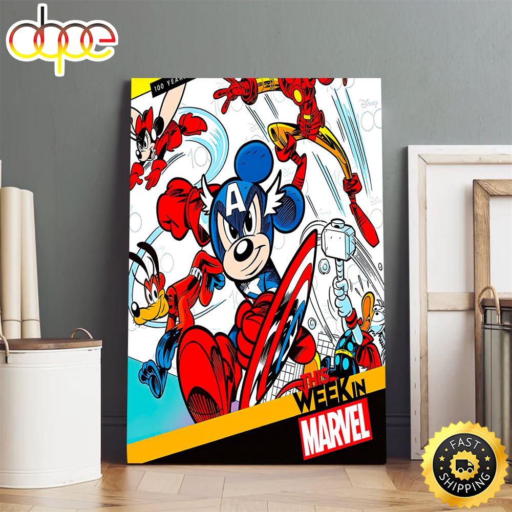 Disney Marvel Mashups  Mickey And Friends Were Avengers Poster Canvas