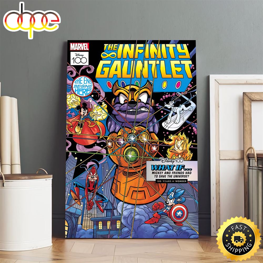 Disney Marvel Mashups The Infinity Gauntlet Mickey And Friemds Save The Universe Poster Canvas