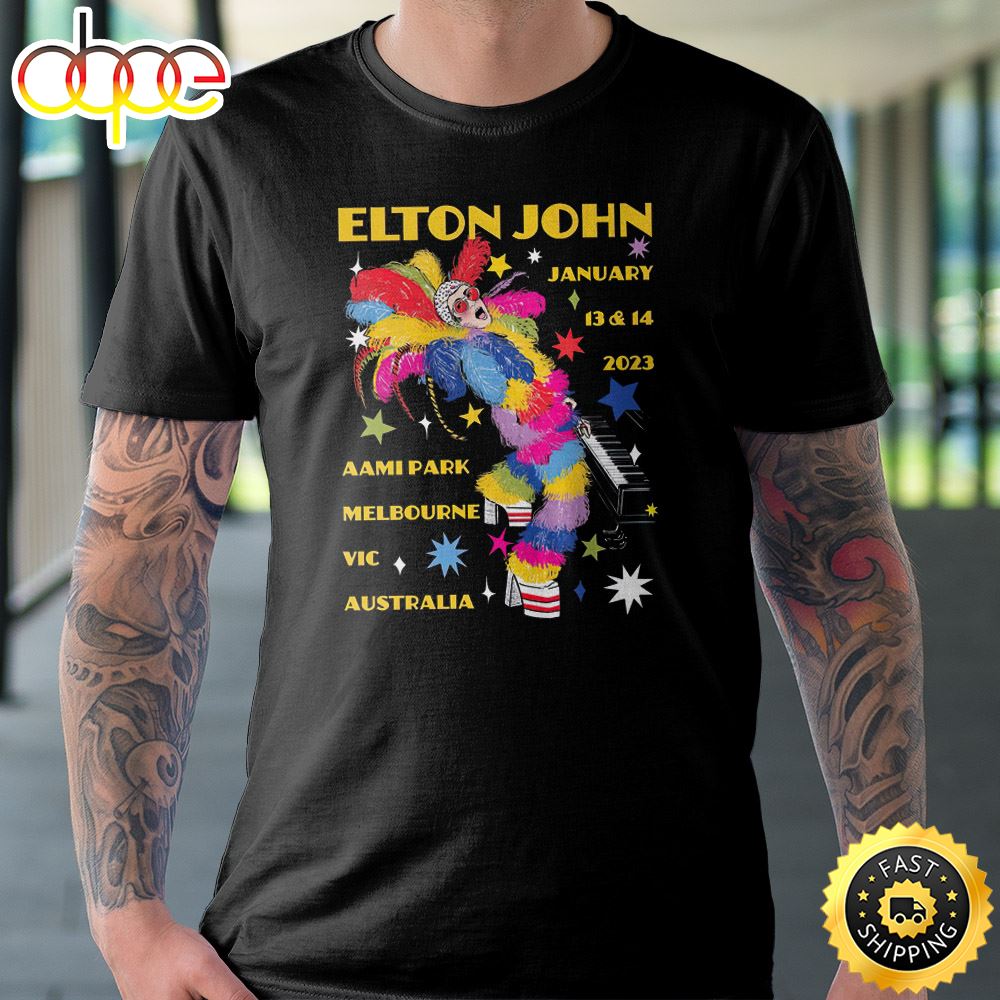 Elton John Aami Park Melblourne Vic Australia Black Unisex T Shirt