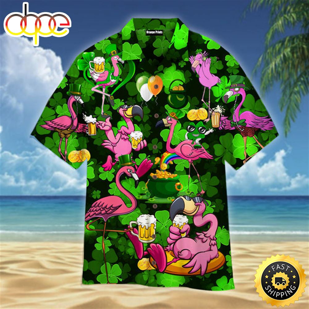 Flamingos Drink Beer St Patricks Day Aloha Hawaiian Shirts Beachwear For Men St Patrick S Day Gifts 1