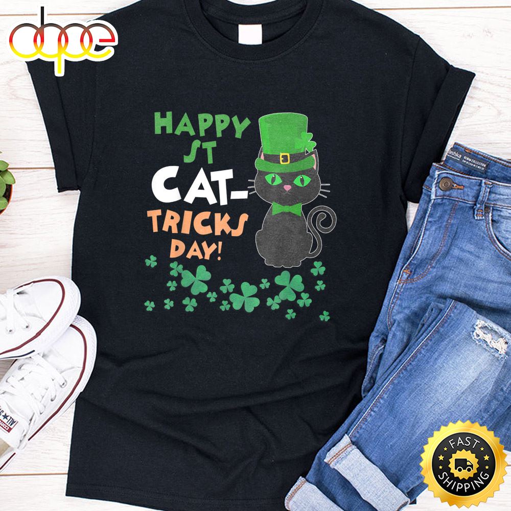 Funny St Pat S Paddy Patrick Day S Happy St Cat Tricks Day T Shirt