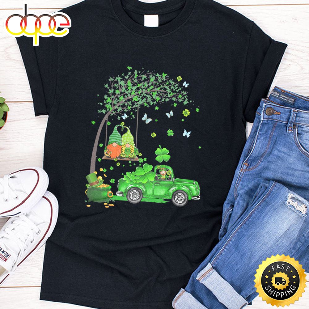 Funny Tractor Gnome Happy St Patrick Day Men Women Kids T Shirt