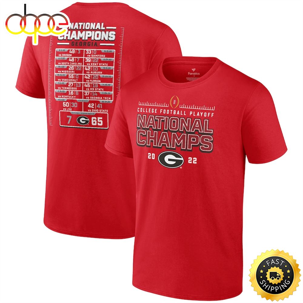 Georgia Bulldogs College Football Playoff 2022 National Champions Schedule T Shirt