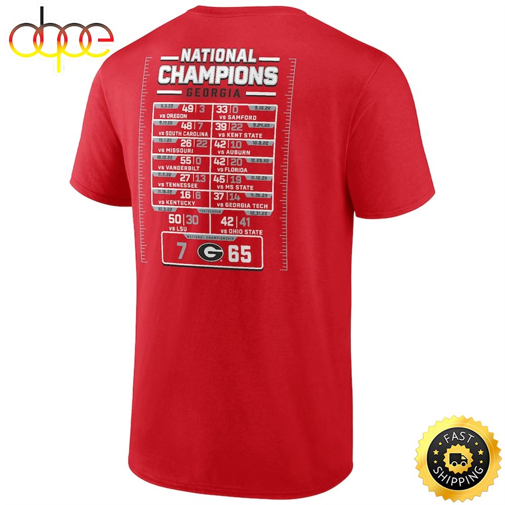 Georgia Bulldogs College Football Playoff 2022 National Champions Schedule T-Shirt