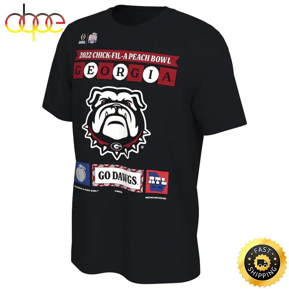 Georgia Bulldogs College Football Playoff 2022 Peach Bowl Illustrated T Shirt