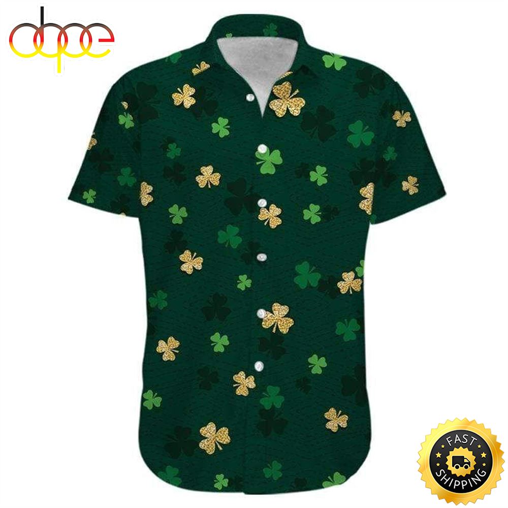 Gold And Green Shamrock Saint Patrick?s Day Patricksday Gifts Aloha Hawaiian Shirts