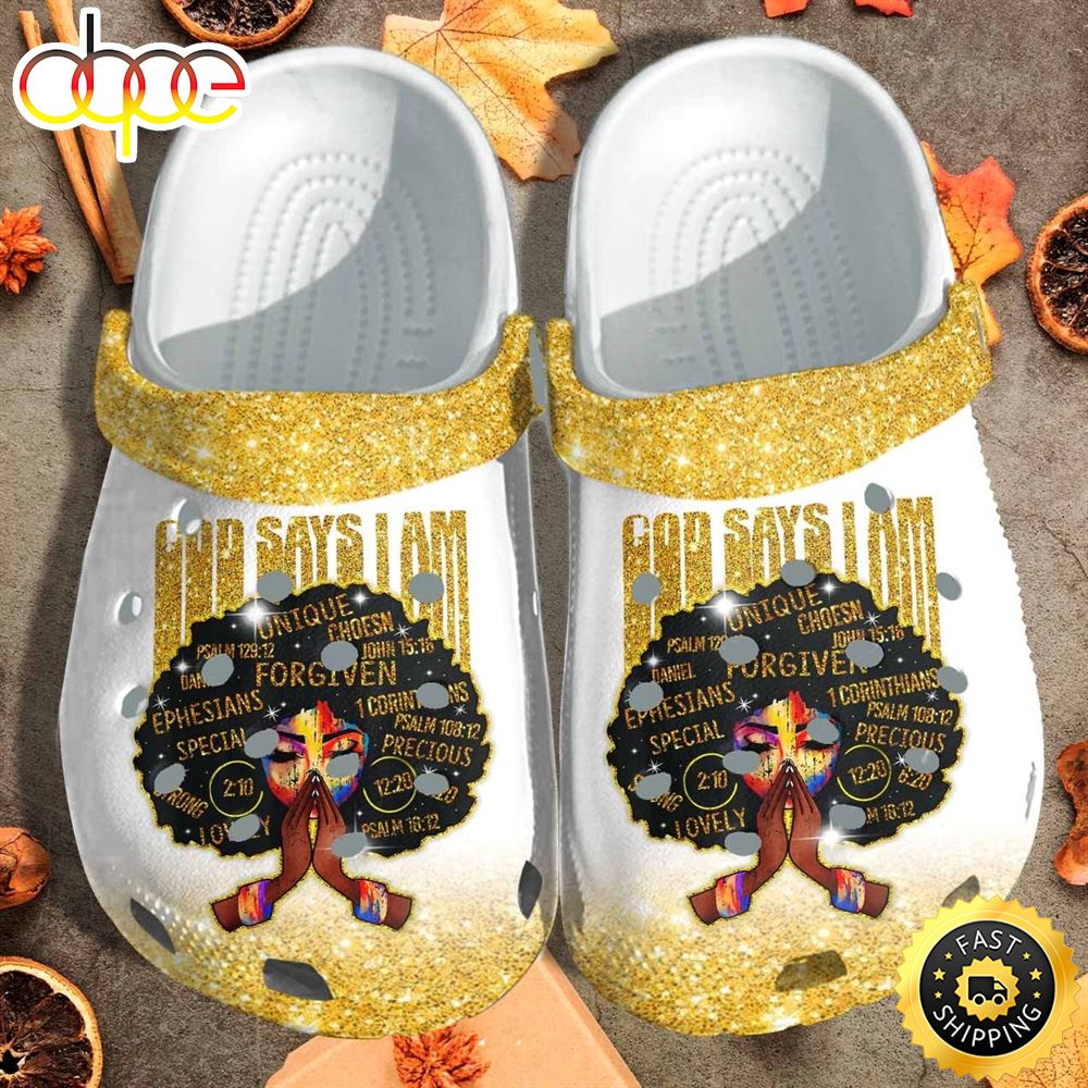 Gold Black Girl Magic Juneteenth Beach Crocs Shoes Clogs Birthday Gift For Women Kmdbty