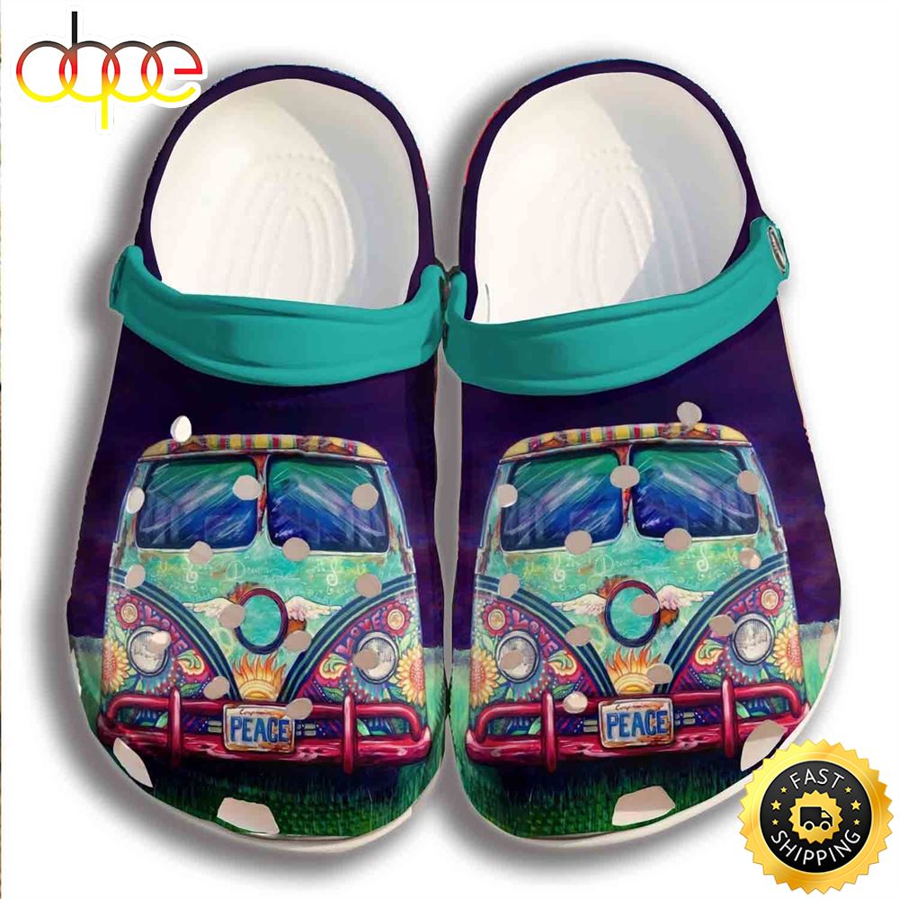 Hippie Peace Car Bus Peace Crocs Shoes Clogs Gifts For Aavgww