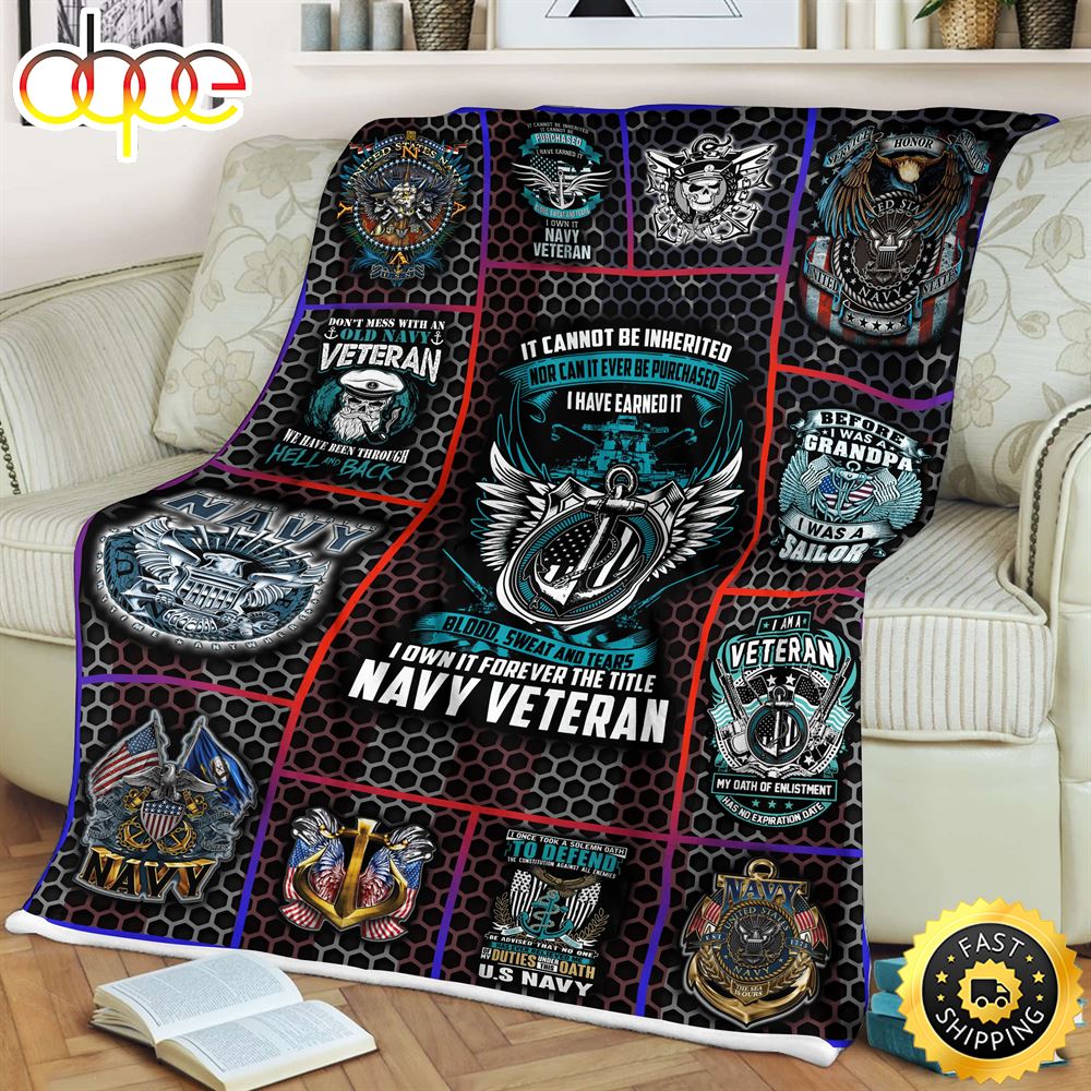 I Own It Forever The Title Navy Veteran Fleece Throw Blanket 1