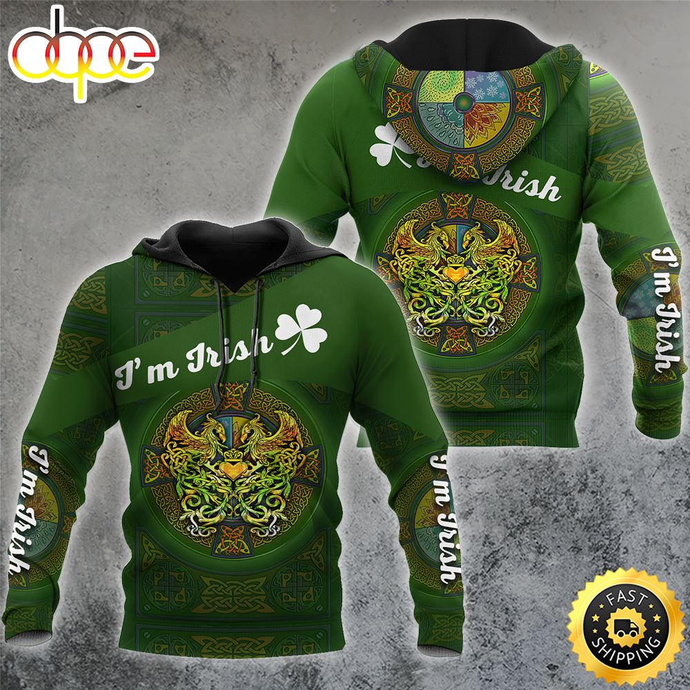I M Irish Celtic Phoenix Saint 3D All Over Print Shirt Kibcha