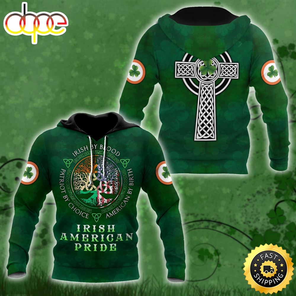 Irish By Blood American By Birth Patriot By Choice Celtic Cross