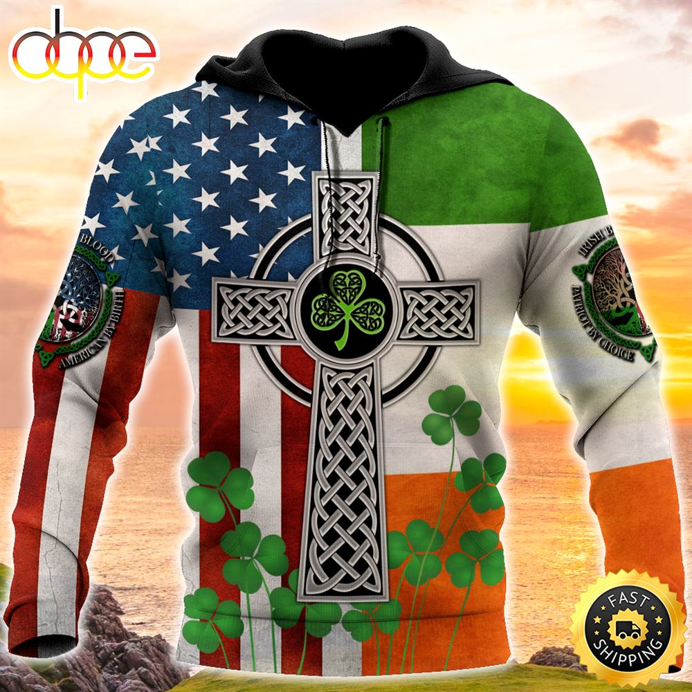 Irish Celtic Knot Cross Shamrock 3D All Over Print Shirt Ib942b