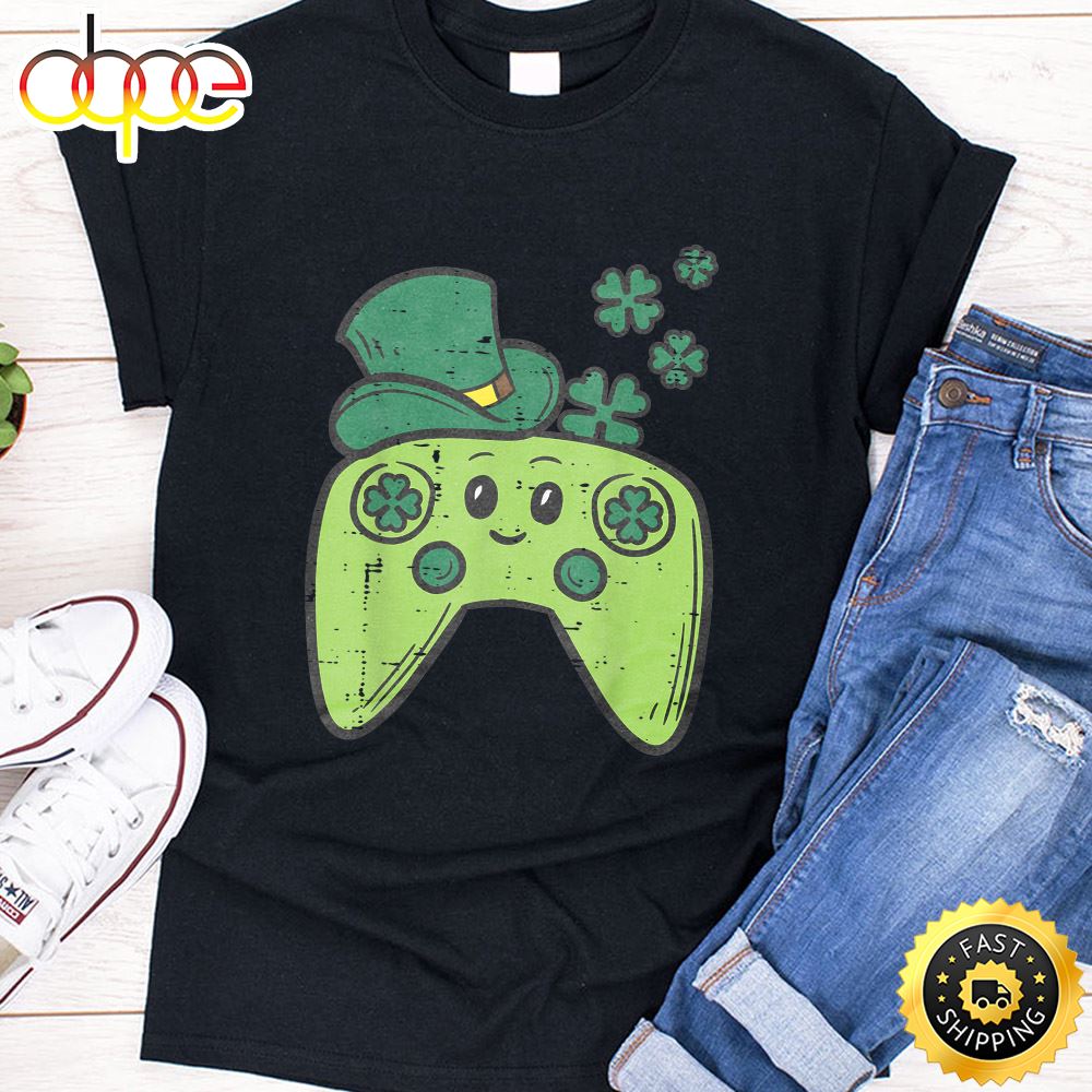 Irish Video Game Controller St Patrick Day Gamer Boys Girls T Shirt