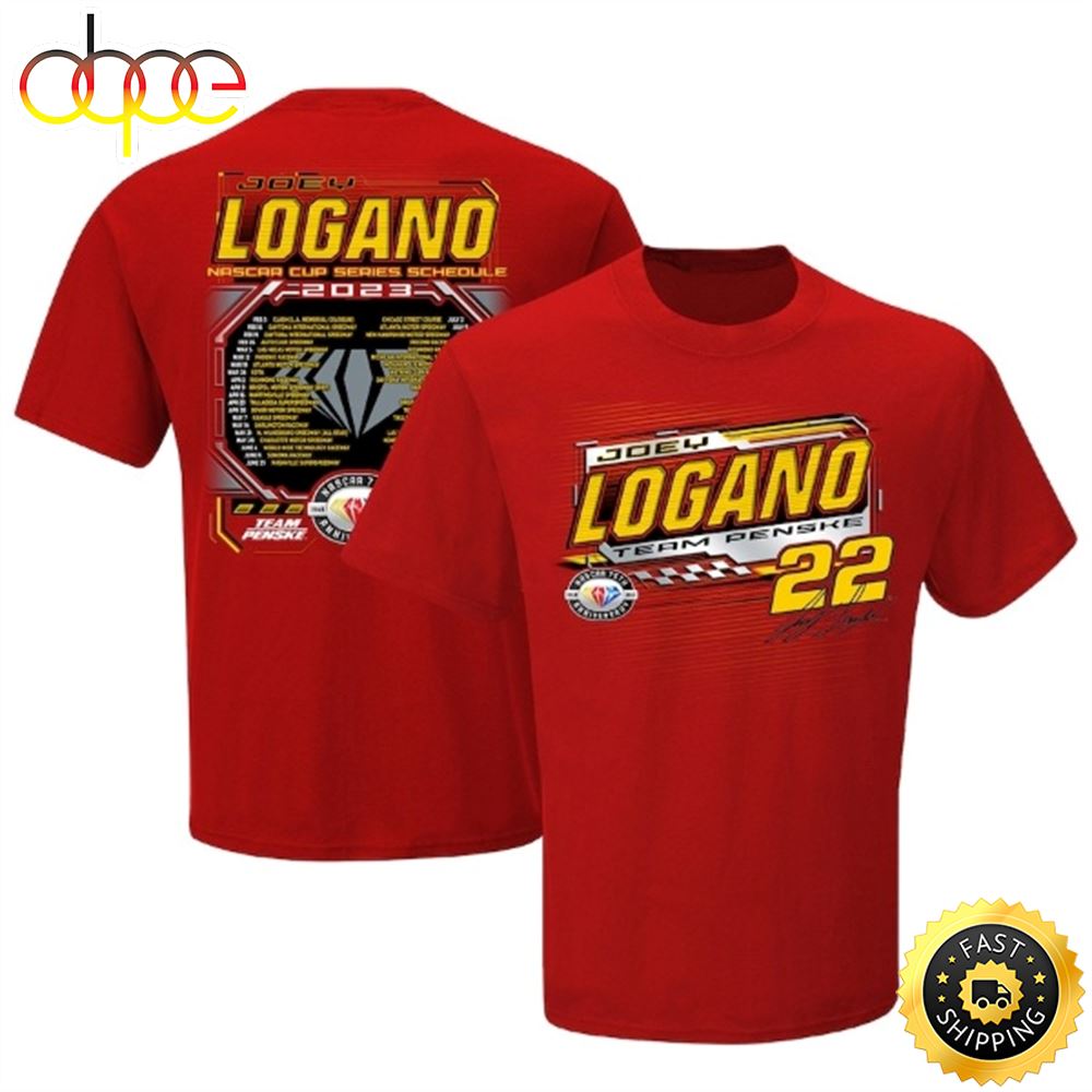 Joey Logano Team Penske 2023 NASCAR Cup Series Schedule Red T Shirt