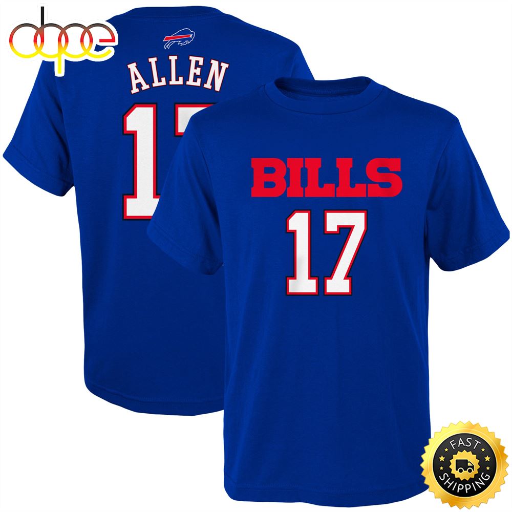 Josh Allen Buffalo Bills Youth Mainliner Player Name Number Royal T Shirt