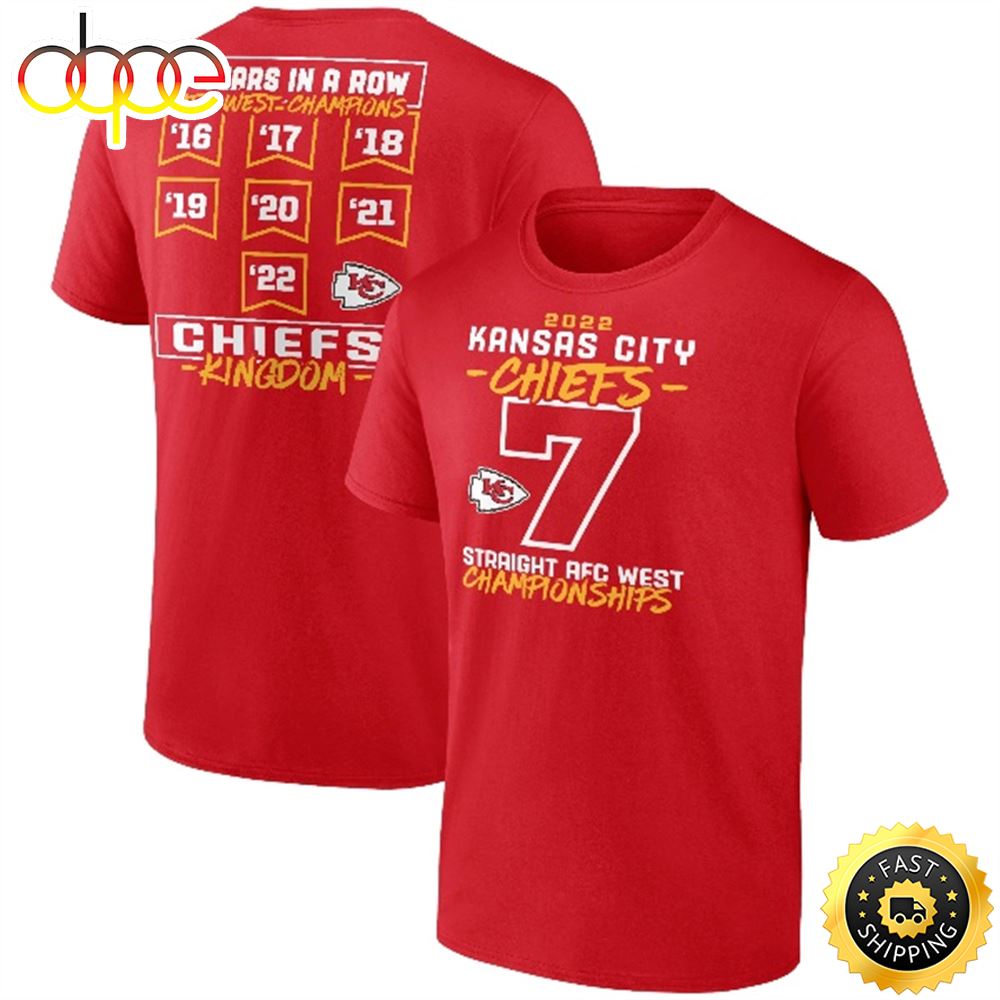 Kansas City Chiefs Fanatics Branded Seventh Straight AFC West Division Championship Red T Shirt