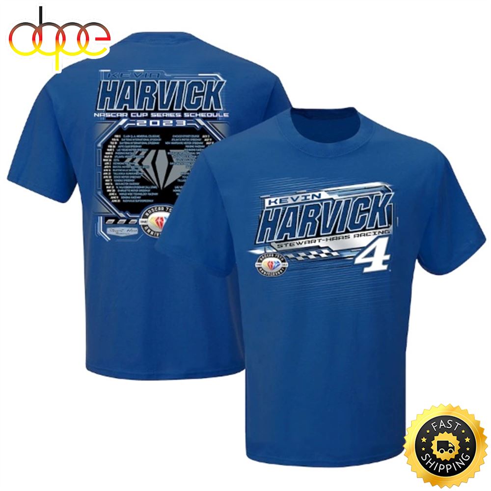 Kevin Harvick Stewart Haas Racing Team Collection 2023 NASCAR Cup Series Schedule Royal T Shirt