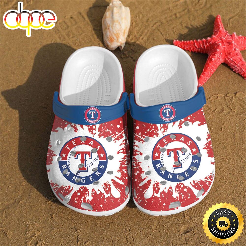 MLB Football Sports Logo Texas Rangers Crocs Clog Shoes