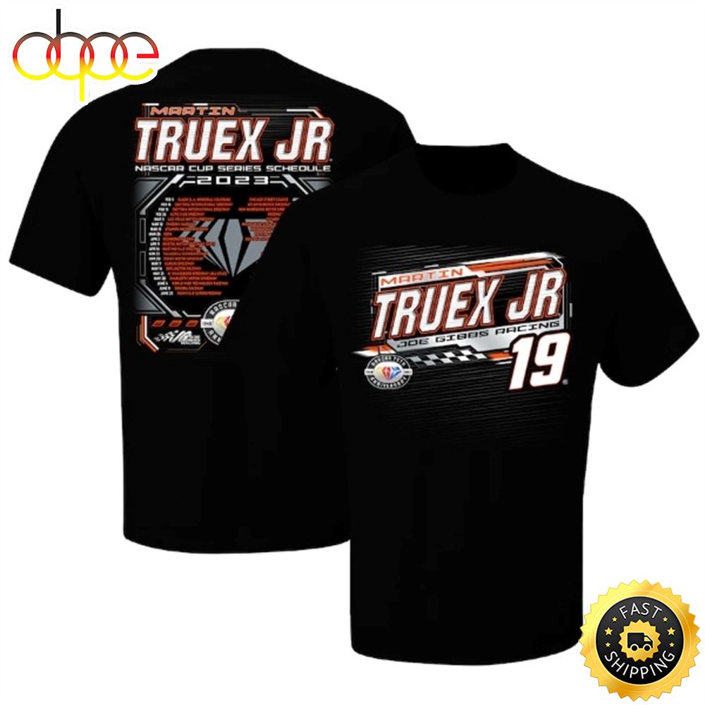 Martin Truex Jr Joe Gibbs Racing Team Collection 2023 NASCAR Cup Series Schedule Black T Shirt