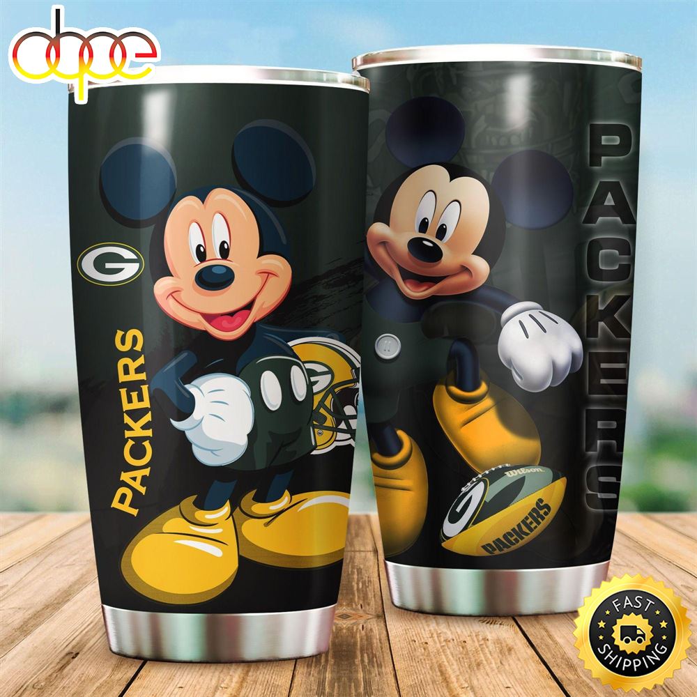 Mickey Mouse Disney Green Bay Packers NFL Football Teams Big Logo 9 Gift For Fan Travel Tumbler
