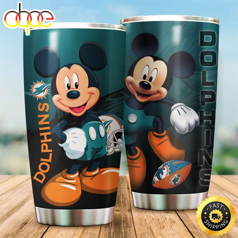 Mickey Mouse Disney Miami Dolphins NFL Football Teams Big Logo 6 Gift For Fan Travel Tumbler