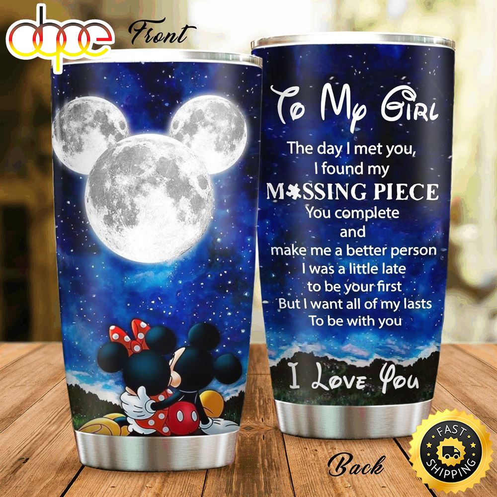 Mickey Mouse Missing Piece Disney I Love You Gift For Lover Day Travel Tumbler